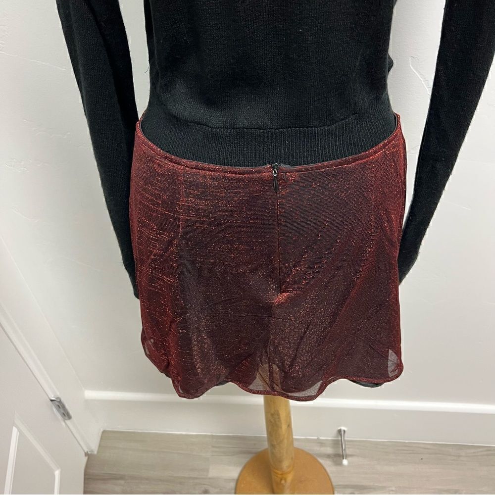 Lip Service miniskirt size L. Sheer red sparkly snakeskin print. Vintage - Picture 9 of 13